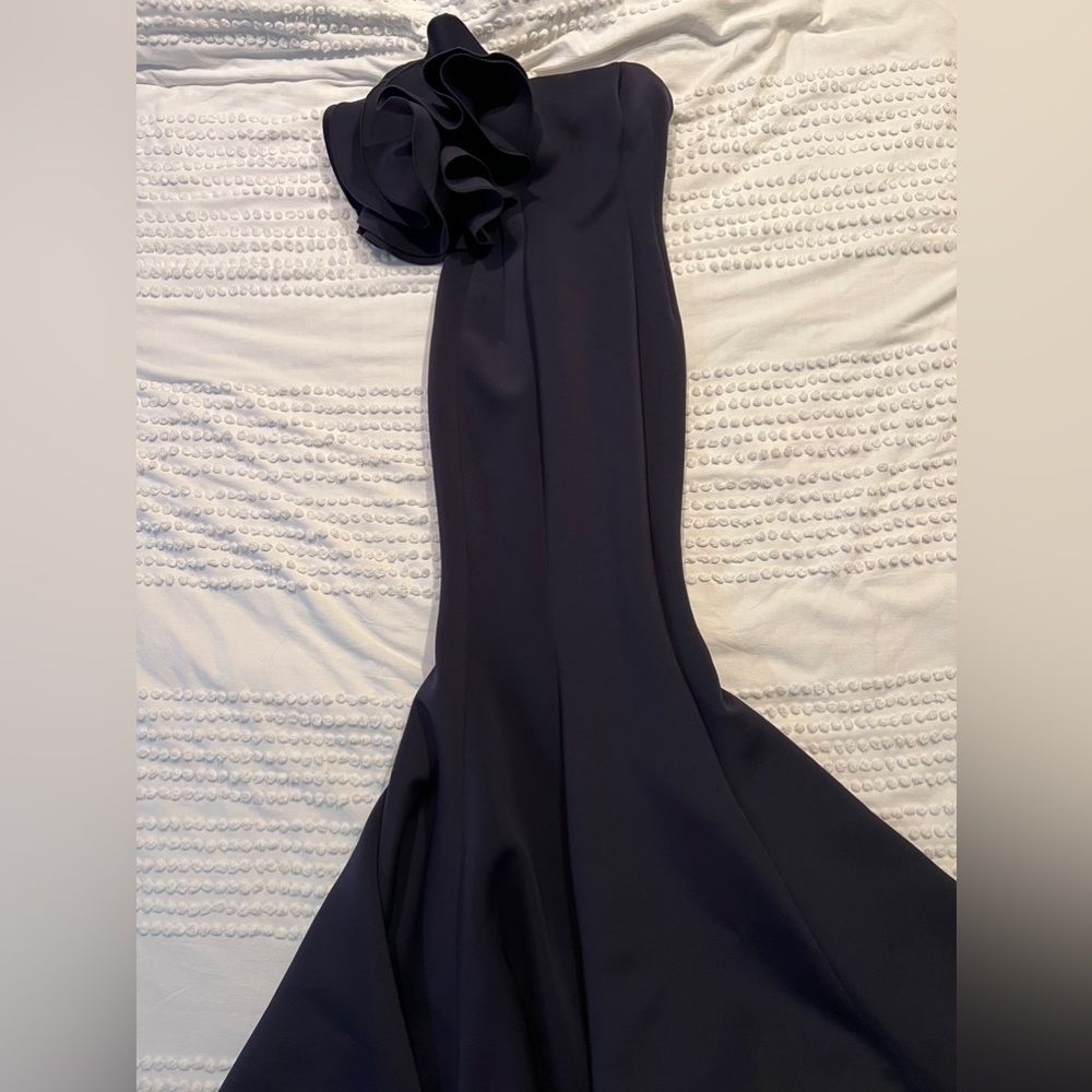 NWT Jovani 63994 One Shoulder Fitted Scuba Evening Dress in NAVY. - Picture 6 of 7